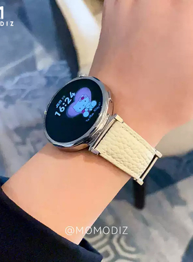 2025春季新款小香风高级感腕带适用于华为GT5真皮质柔软双磁吸H扣表带新款gt4荔枝纹磁吸表系列简约41mm表带