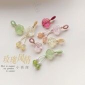 延禧天然天山翠萤石玫瑰花小提溜吊坠挂件配饰手串手链diy配件