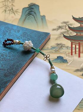 延禧中国风玉髓珍珠旗袍盘扣吊坠