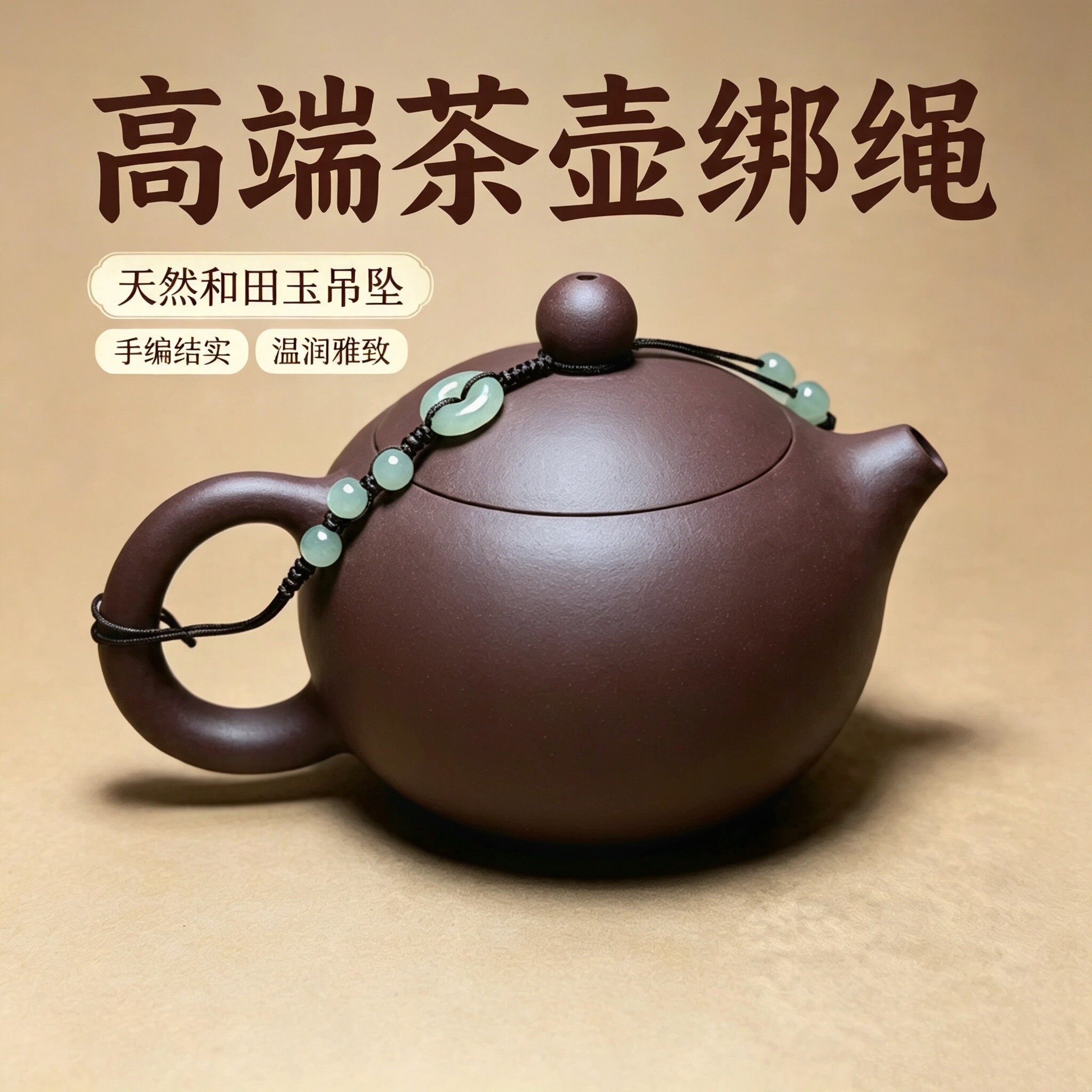 天然和田玉茶壶专用防摔壶绳