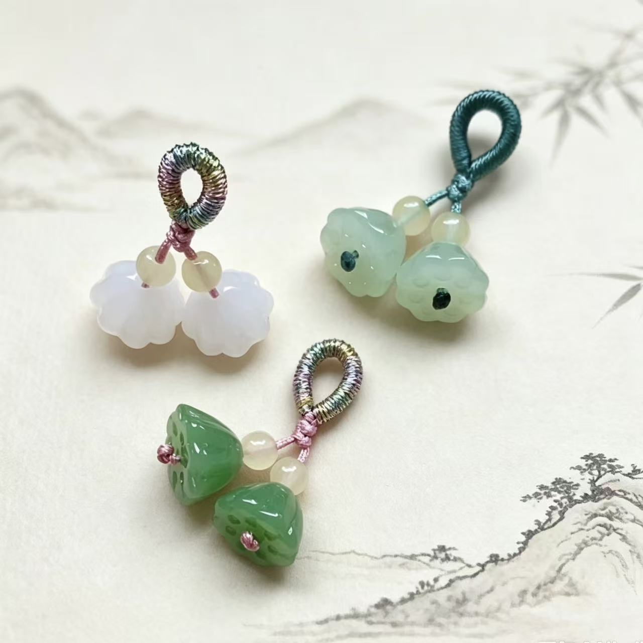 玉髓莲蓬吊坠手链桂花小挂坠手作DIY配饰小提溜禅意国风 手串隔珠