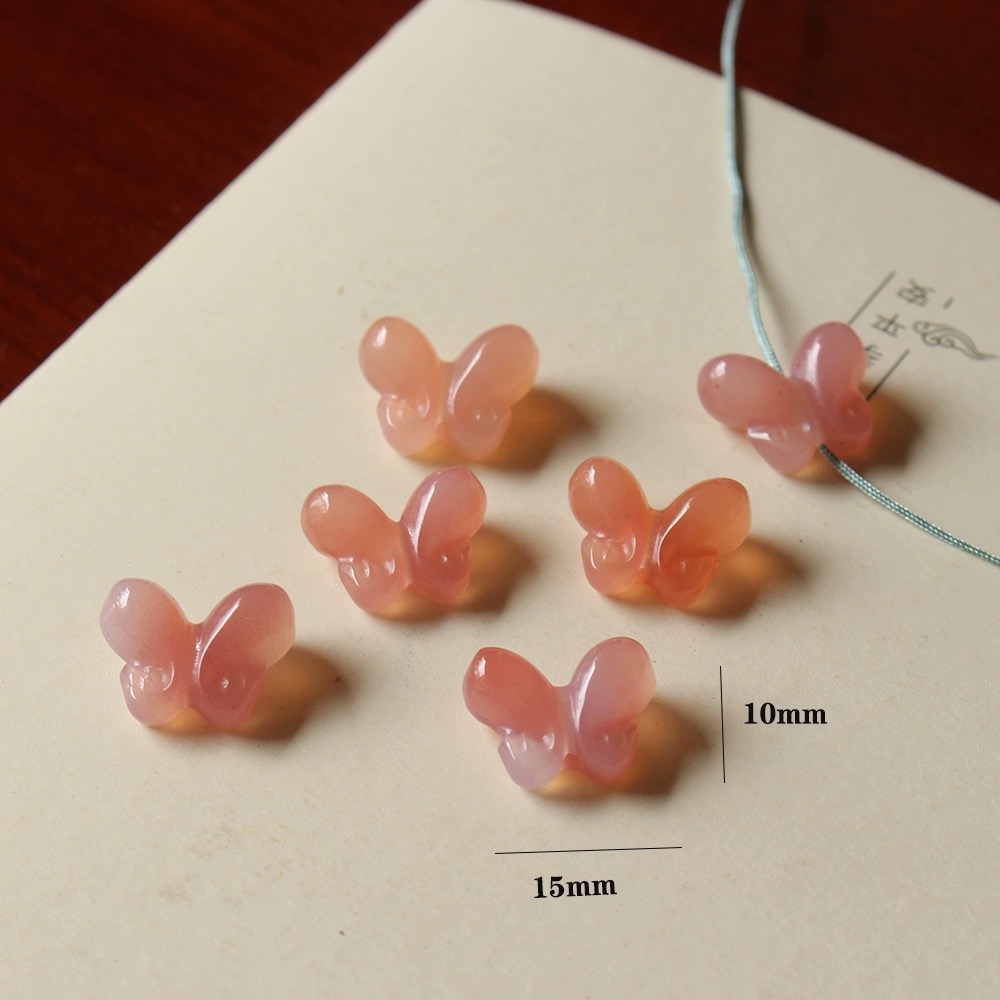 天然南红玛瑙蝴蝶 雕刻通孔手链手串手工编织diy配件 配饰隔珠