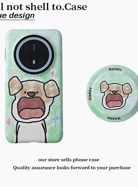 绿底黄狗磁吸菲林二合一适用华为80/70手机壳oppo/vivo保护套小米15p彩色小狗手机壳保护套15plu新款可爱趣味