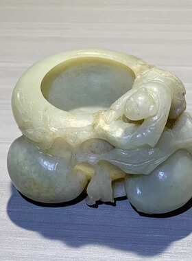 清代和田玉笔洗壶 清代天然和田玉 古董和田玉真品天然和田玉