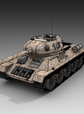 T-34-85中型坦克三维建模图纸 solidworks设计 附IGS格式