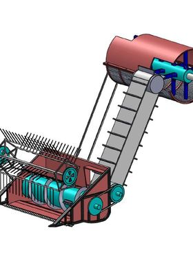 小型收割机设计图纸 SolidWorks建模 SLDPRT格式 农业机械图纸