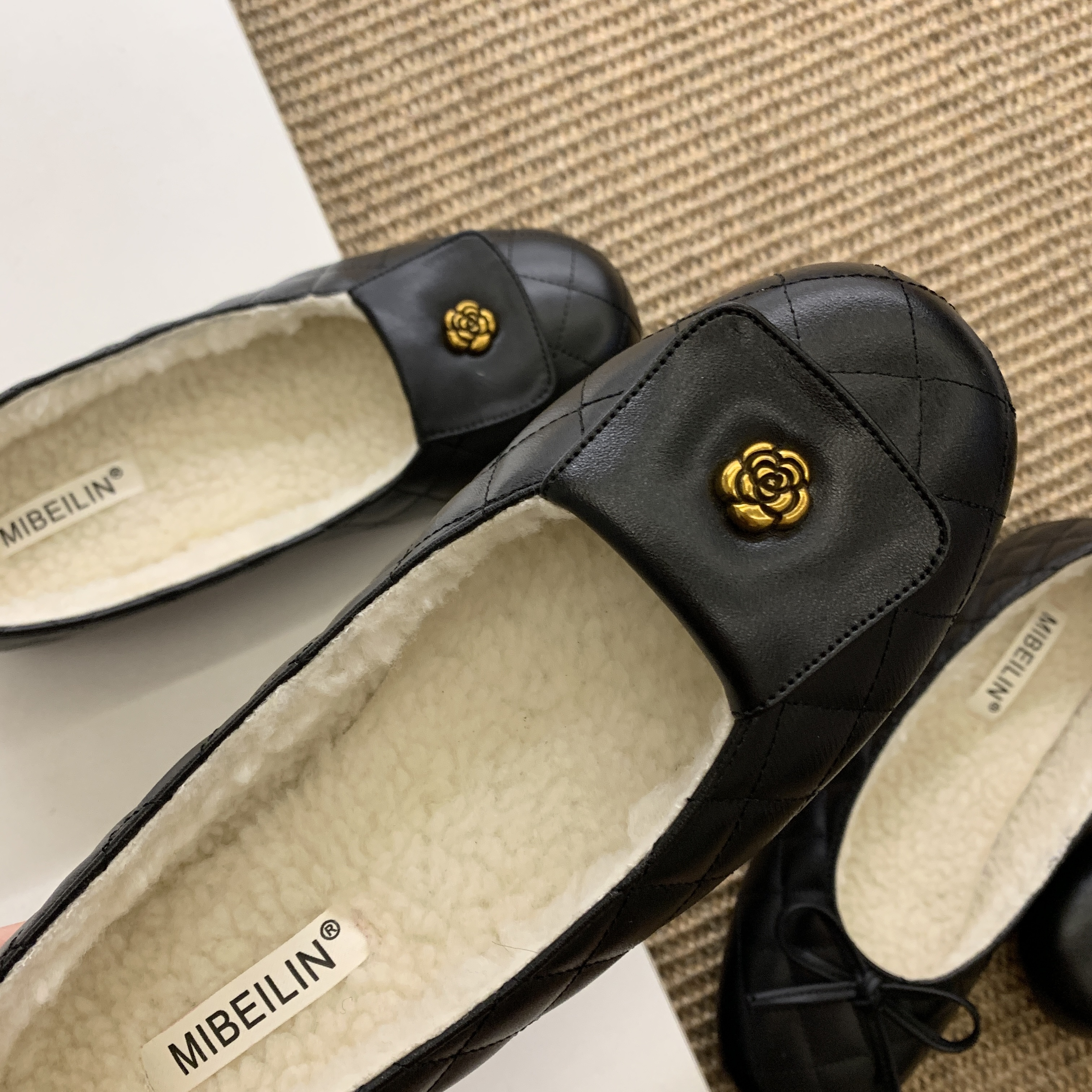 女外穿内里加绒单鞋山茶花