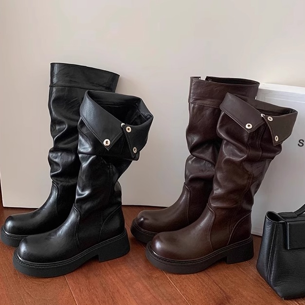 粗跟骑士靴子5cm增高长筒靴女