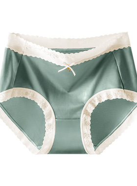 女士内裤女学生裤头女生中腰薄三角裤短裤奢华缎面内裤