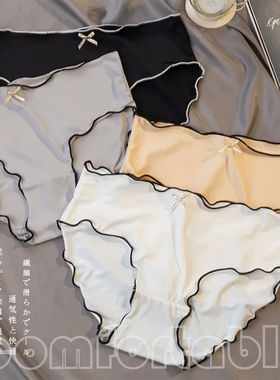 裸感冰丝内裤女木耳边甜美性感舒适纯棉档大码纯色中腰三角裤