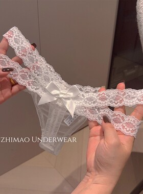 云烟交叉*新款性感镂空蕾丝女士低腰微透蝴蝶结三角裤纯欲风纯欲
