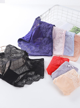 8005蕾丝内裤女超薄网纱性感透气大码女士三角裤生产厂家