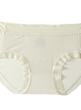 冰丝超薄速干蕾丝面膜超薄山茶花系列蕾丝抑菌蕾丝中腰女士三角裤