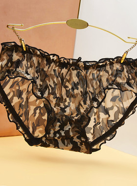 新款性感女士内裤低腰无痕透气蝴蝶结网纱花色蕾丝边