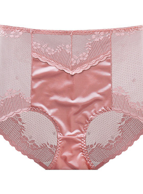 秋冬新款蕾丝绸缎高腰女士内裤性感收腹提臀聚乳酸抑菌裆三角裤女