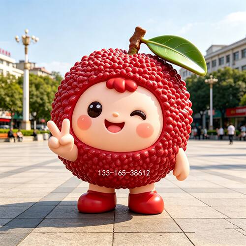 户外大型杨梅卡通雕塑呆萌荔枝娃娃表情包公仔店铺引流水果摆件
