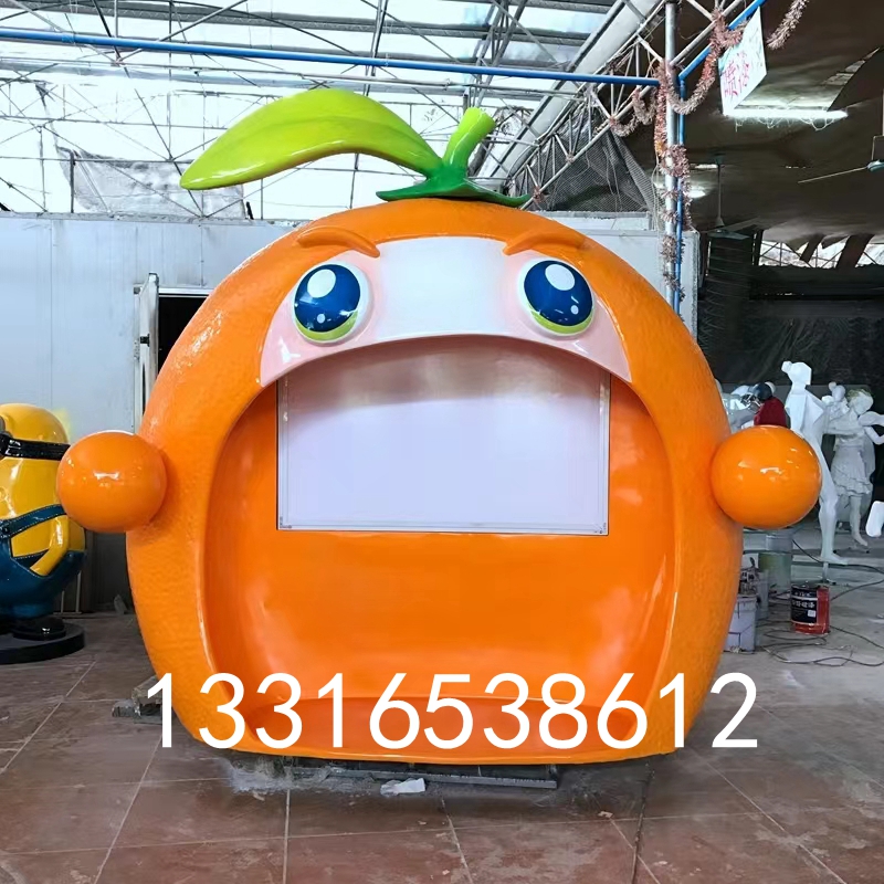 景区游乐场树脂橙子屋模型大型橘子造型玻璃钢凉亭柿子屋雕塑摆件