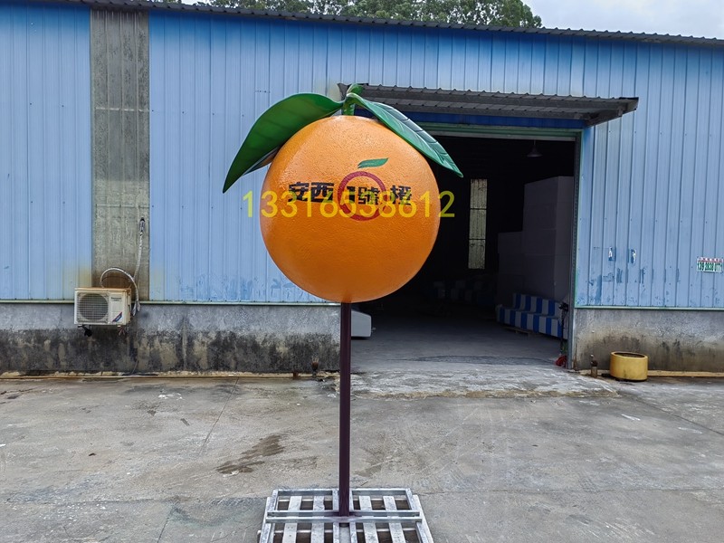 赣州脐橙卡通水果玻璃钢雕塑网红装饰仿真橘子雕塑IP形象娃娃公仔