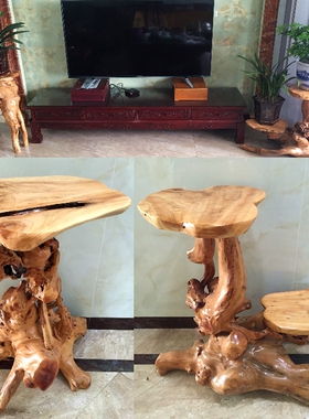 原木根雕花架树根天然摆件客厅多层盆景架鱼缸实木底座阳台特价