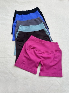 DFYNE新款款交叉腰短裤女瑜伽健身三分裤提臀高腰无缝健身短裤