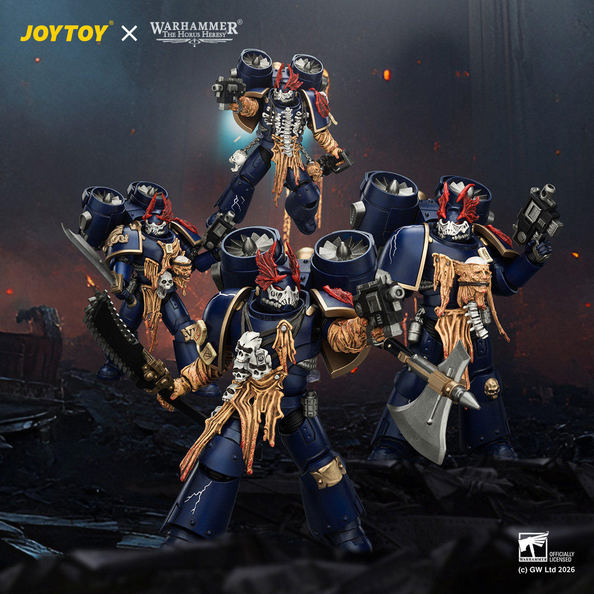 JOYTOY暗源战锤荷鲁斯之子午夜领主猛禽狩猎大师队员1/18可动手办