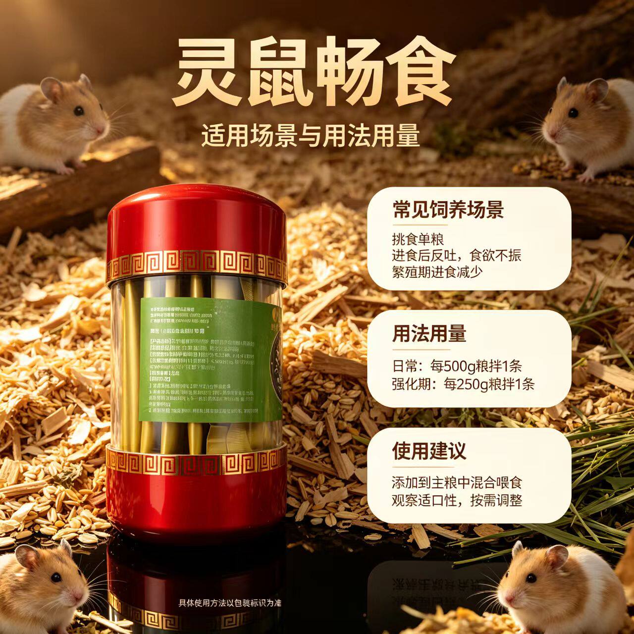 灵鼠畅食金丝熊健脾胃增强抵抗力