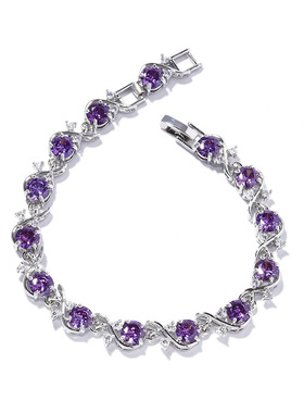 爆款时尚镶嵌锆石手链女圆形天然女士水晶手链不掉色现货