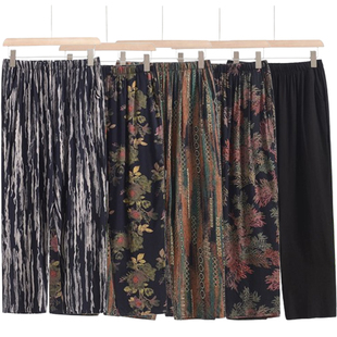 妈妈裤 老人九分裤 棉绸薄款 人造棉显瘦奶奶裤 夏中老年女装 2025新款