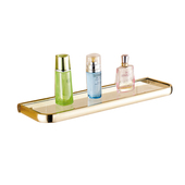 浴室欧式 全铜美容化妆台卫生间镀玫瑰金色仿古单层钢化玻璃置物架