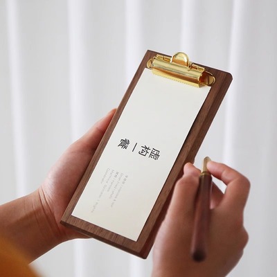 瑶木良品实木菜单夹夹板子展示架