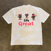 T恤男女情侣宽松印花上衣 高街纯棉短袖 海外订单尾货 撤回外贸美式