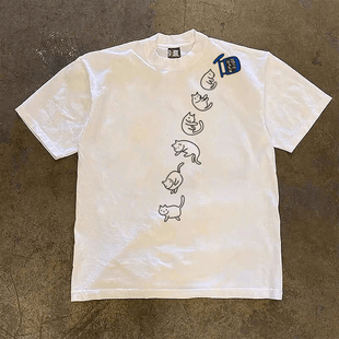 百搭宽松上衣 T恤男女同款 海外订单尾货 撤回外贸潮流痞帅纯棉短袖