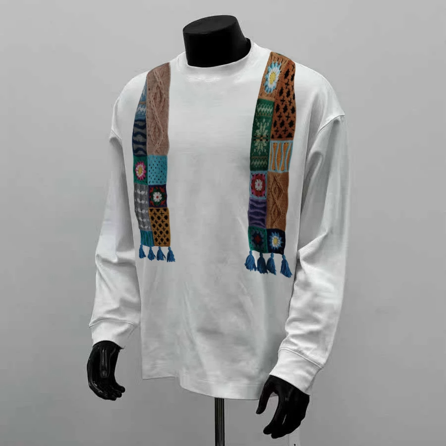 海外订单尾货~撤回外贸美式痞帅重磅纯棉圆领长袖T恤男女宽松上衣