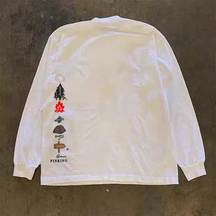 漫越美 宽松休闲百搭上衣服 品牌折扣日系重磅纯棉长袖 t恤男女同款