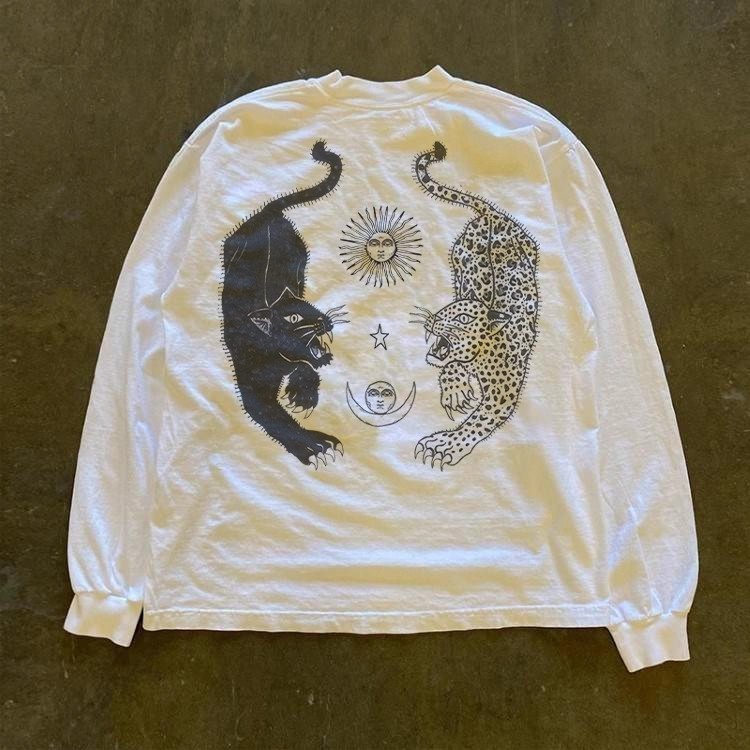 海外订单尾货~撤回外贸港风纯棉圆领hiphop印花长袖T恤男女百搭潮