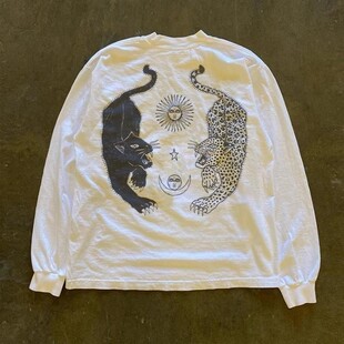 海外订单尾货~撤回外贸港风纯棉圆领hiphop印花长袖T恤男女百搭潮