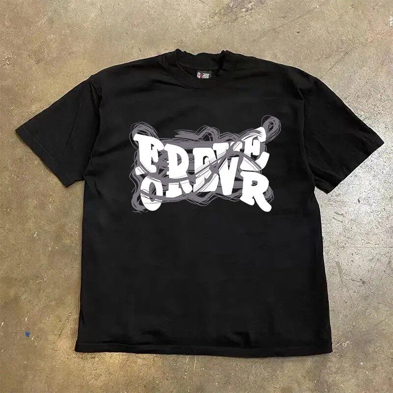 OVERSEAS ORDER TAIL GOODS CUT THE LABEL TO WITHDRAW THE FOREIGN TRADE TREND HANDSOME COTTON SHORT-SLEEVED T-SHIRT UNI VERSATILE TOP