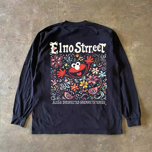 海外订单尾货~撤回外贸美式街头潮牌纯棉长袖T恤男女百搭chic上衣