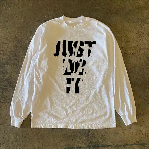 漫越美~品牌折扣日系重磅纯棉长袖t恤男女同款宽松休闲百搭上衣服