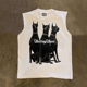 潮牌复古高街无袖 海外订单尾货 撤回外贸美式 T恤男女纯棉坎肩背心