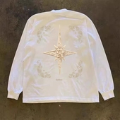 街头重磅纯棉长袖 海外订单尾货 撤回外贸美式 T恤男女情侣百搭上衣