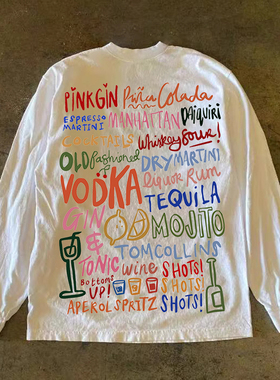 海外订单尾货~撤回外贸早秋重磅纯棉长袖T恤男女宽松百搭上衣体恤