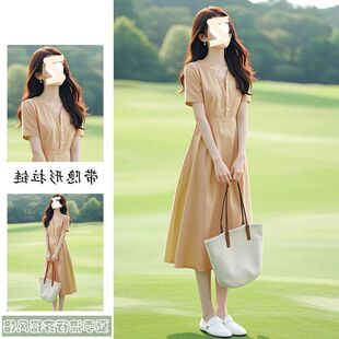 季 显高绿色小个子收腰连衣裙休闲海边端庄子女领度假大气海云物志