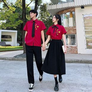 合唱学院风高中生服校服演出服毕业班初中红色运动会情侣装学生JK