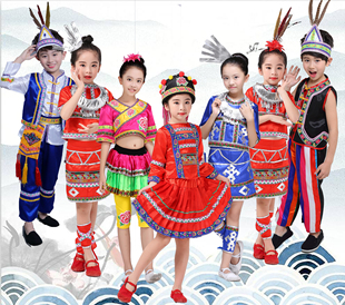 儿童高山族服中华民族服装表演服幼儿园舞蹈服装男童女童演出服装