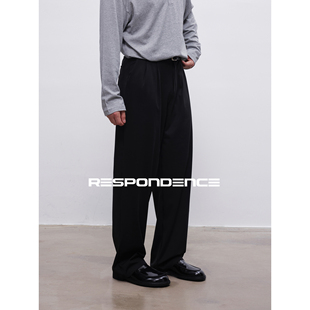 速干面料脚口压胶长裤 RESPONDENCE row风双褶宽松廓形休闲西裤