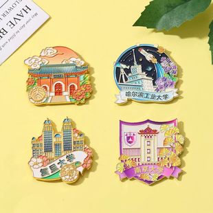 名校大学文创冰箱贴磁吸锌合金北京大学复旦大学哈工大纪念品