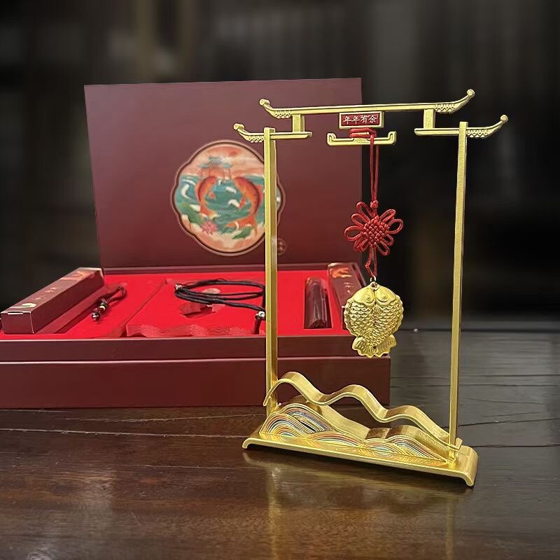 年年有鱼镀金鱼套装鲤跃龙门中国风国潮摆件送礼礼品