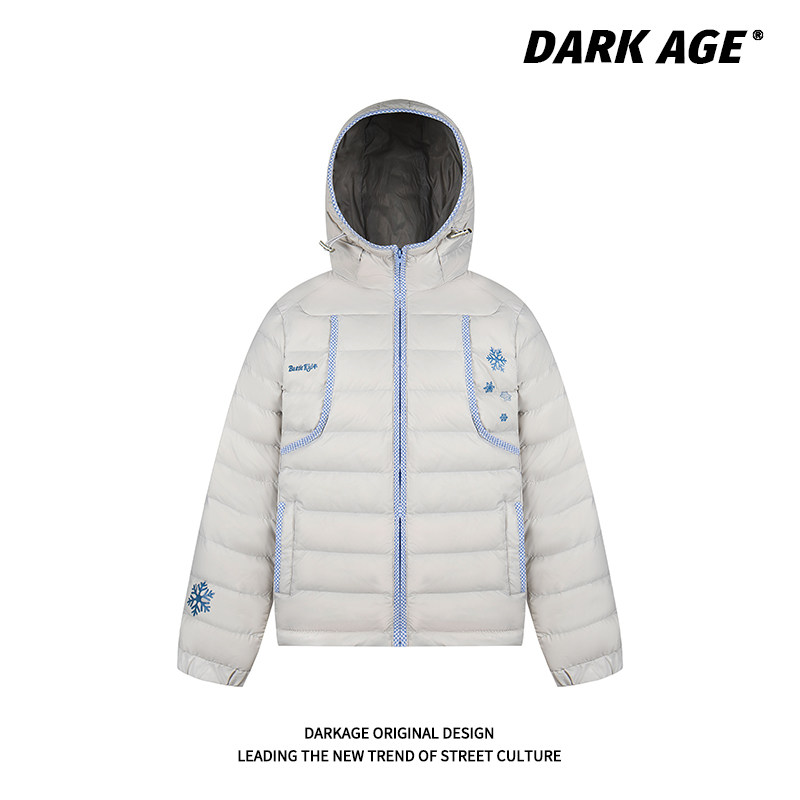 DARKAGE原创白鸭绒贝壳绣雪花连帽排骨羽绒服男女款冬季轻薄外套,女装/女士精品,羽绒服,淘宝优惠券,粉丝福利购,淘宝优惠卷
