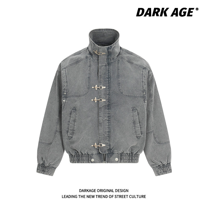 DARKAGE原创美式复古飞机扣牛仔外套男女款水洗做旧短款情侣夹克,女装/女士精品,短外套,淘宝优惠券,粉丝福利购,淘宝优惠卷